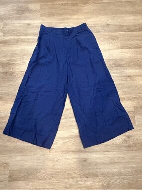 Banana Republic Navy Wide-Leg Cropped Trousers